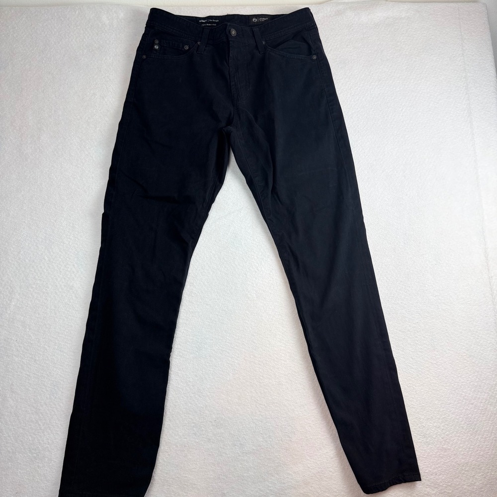 AG Adriano Goldschmied Everett Slim Straight Black Pants 30x32 Italian Fabric